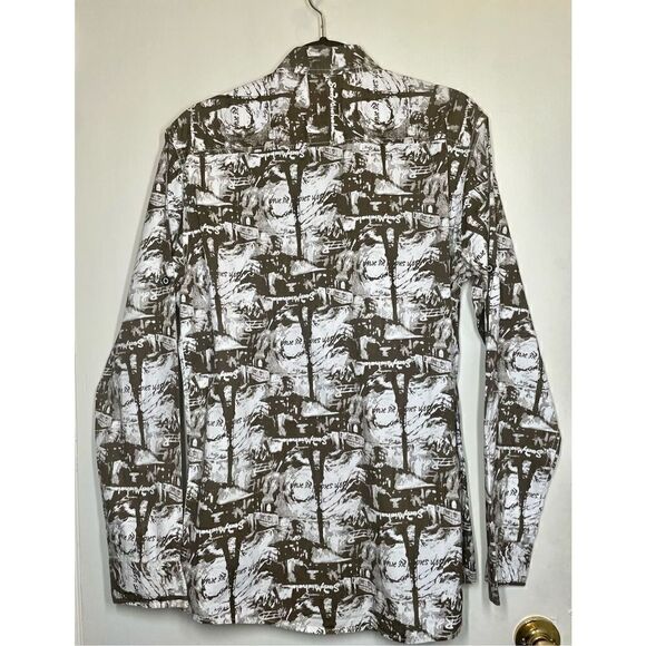 🔴 Superior Signature Brown Western Style Printed Button Front Shirt XXL - Picture 11 of 13